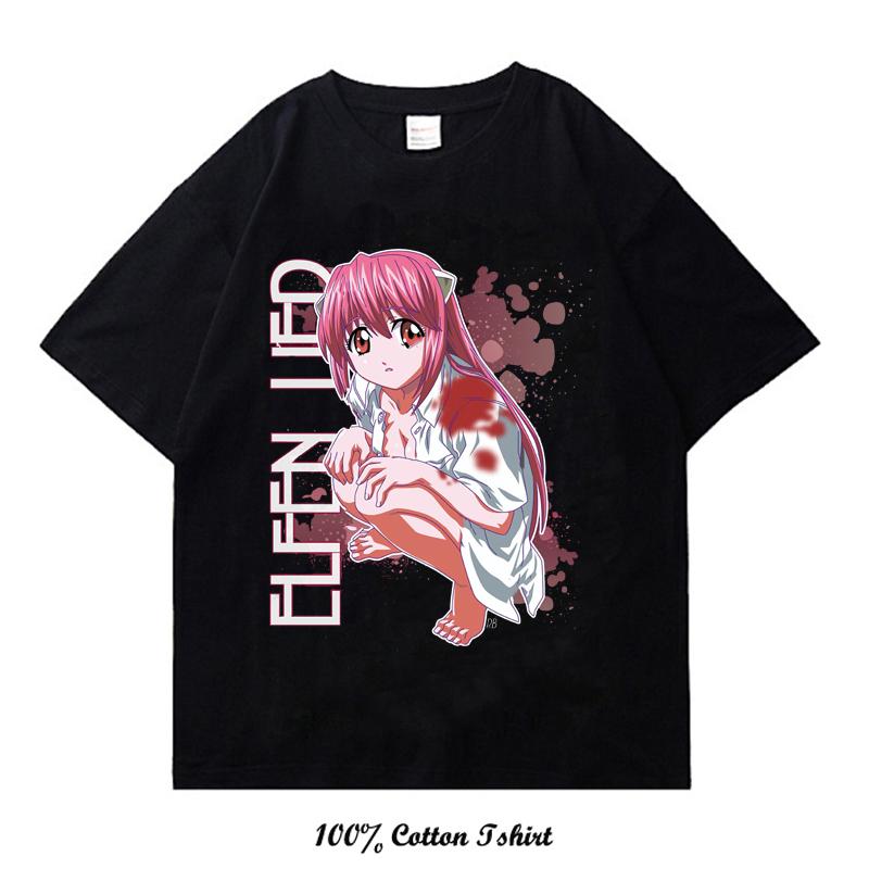 Nový letní styl ležérní tričko Elfen Lied nadměrné vintage pánské dámské s grafickým potiskem streetwear oblečení 100% bavlna topy trička