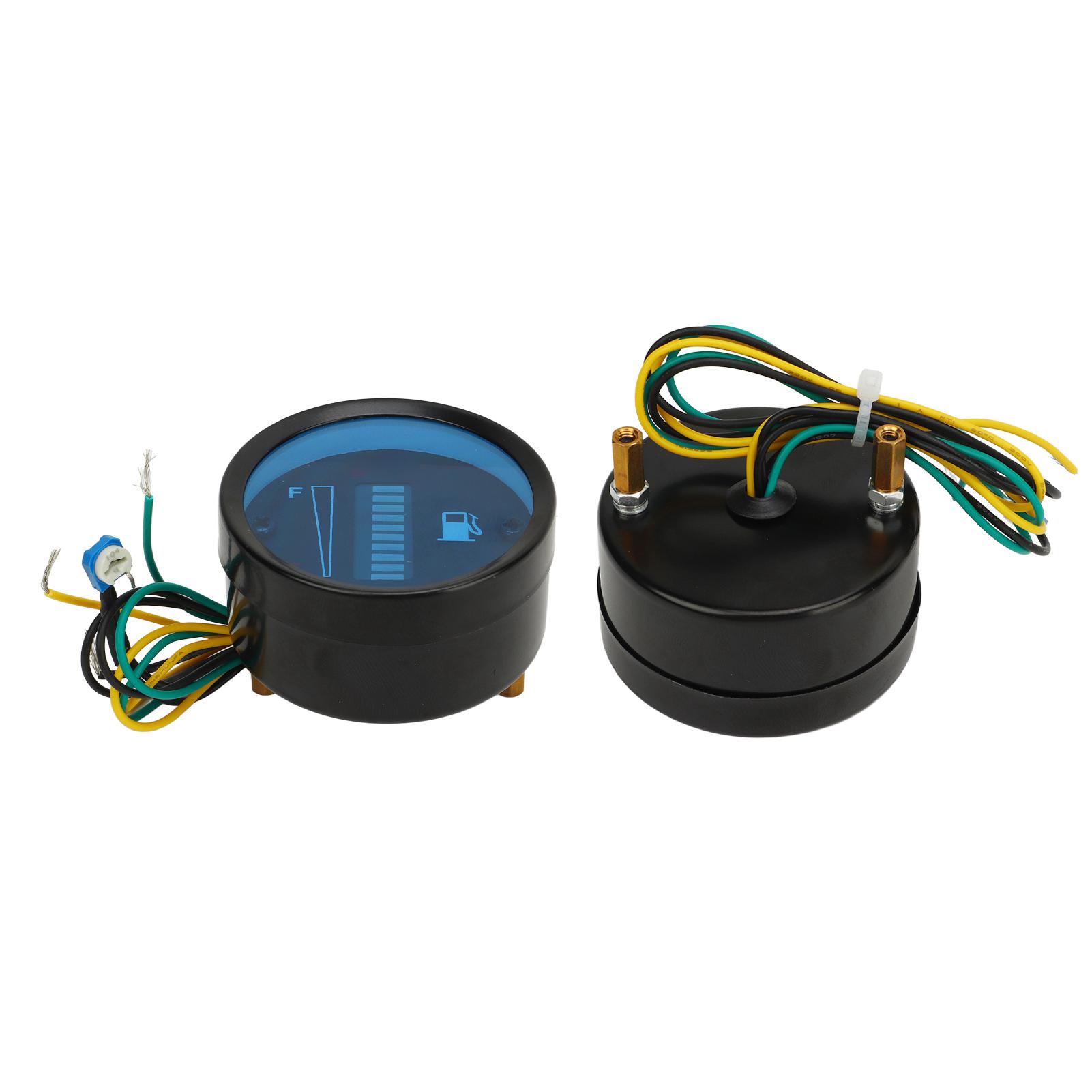 Jauge de carburant pour moto Diamètre du boîtier 52 mm Affichage lumineux LED Jauge de carburant Carburant Carburant Compteur de carburant 12V