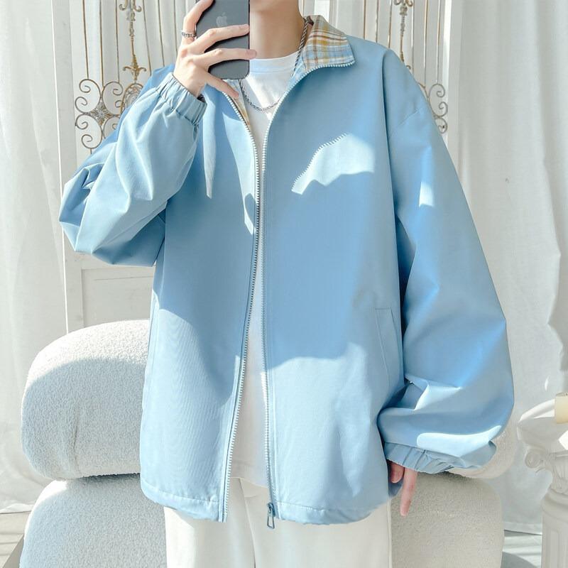 Men Plaid Patchwork Turn Down Collar Loose Vintage Jacket Streetwear Casual Outerwear
