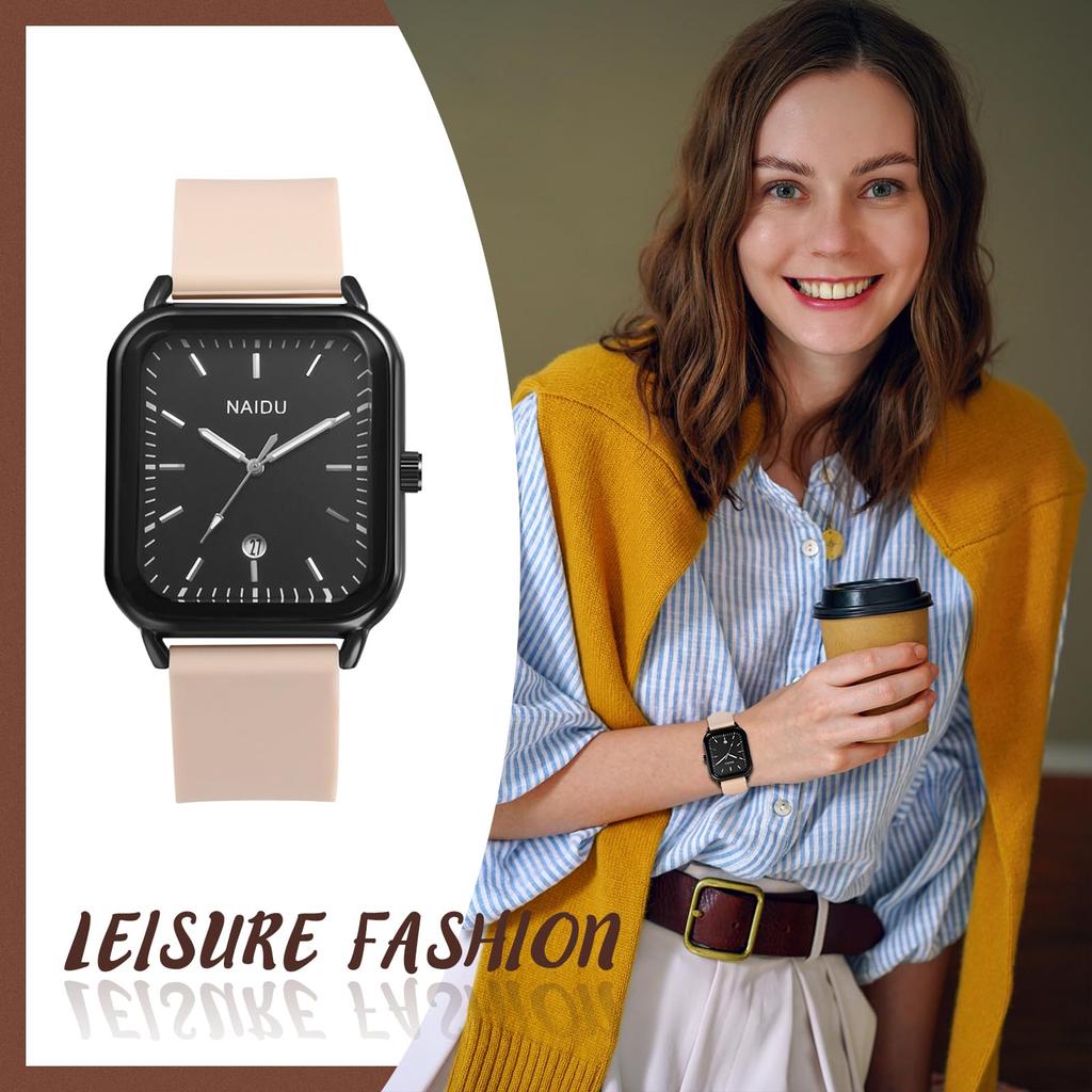 Square Silicone Watch with Analog Quartz Watch with Rubber Casual and Stylish Fashion Accessory for Men and Women Perfect for or As a Boyfriend Gift