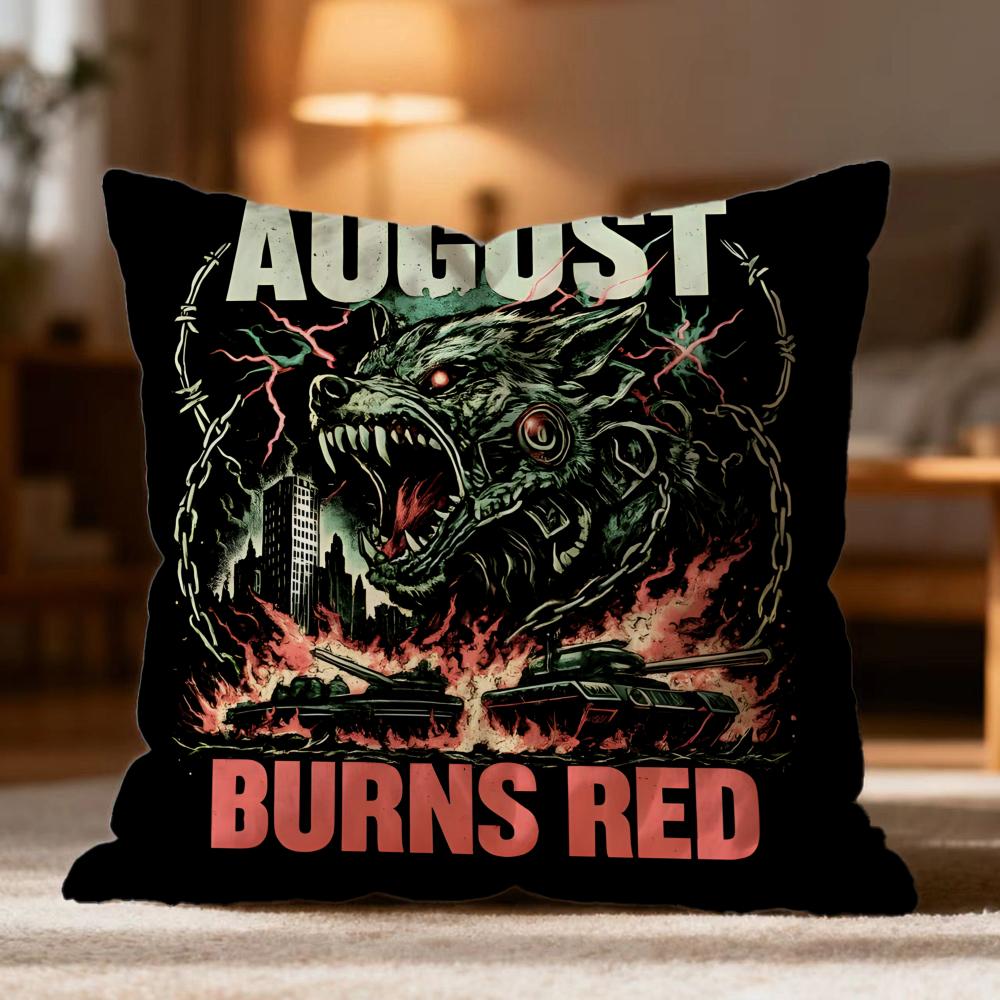 Popular A-AAugust Burns Red Cushion Cover Soft Washable Pillow Case Multi-Scene for Couch Bed Travel Office Use