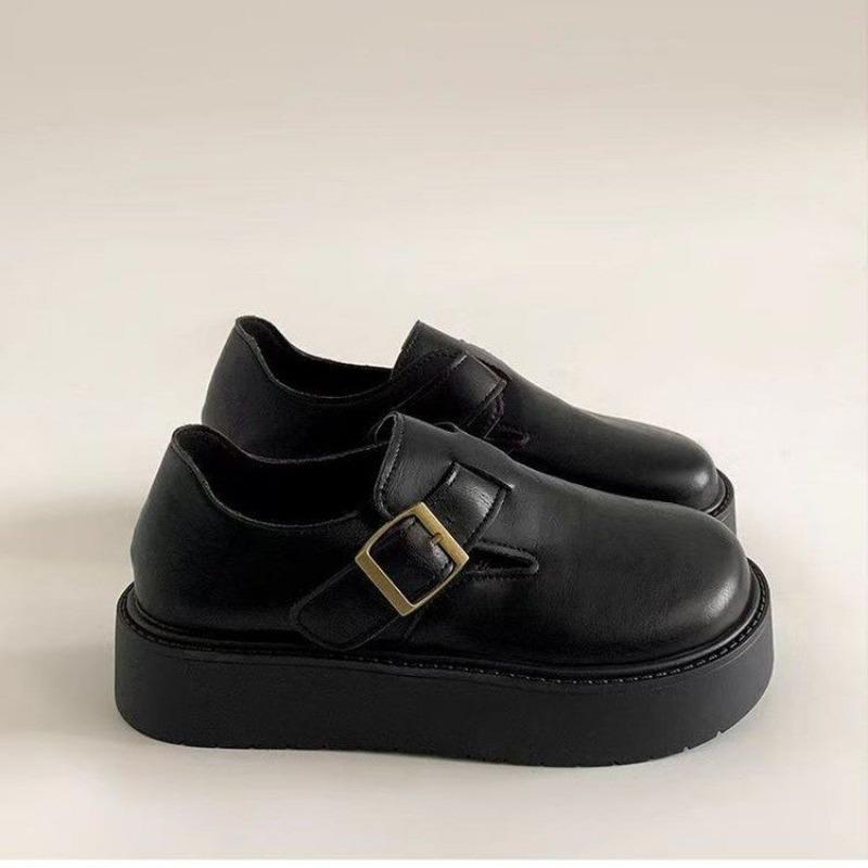 

Fashion commuter platform small leather shoes women s new autumn versatile skirt height-increasing Mary Jane shoes 35 чорний