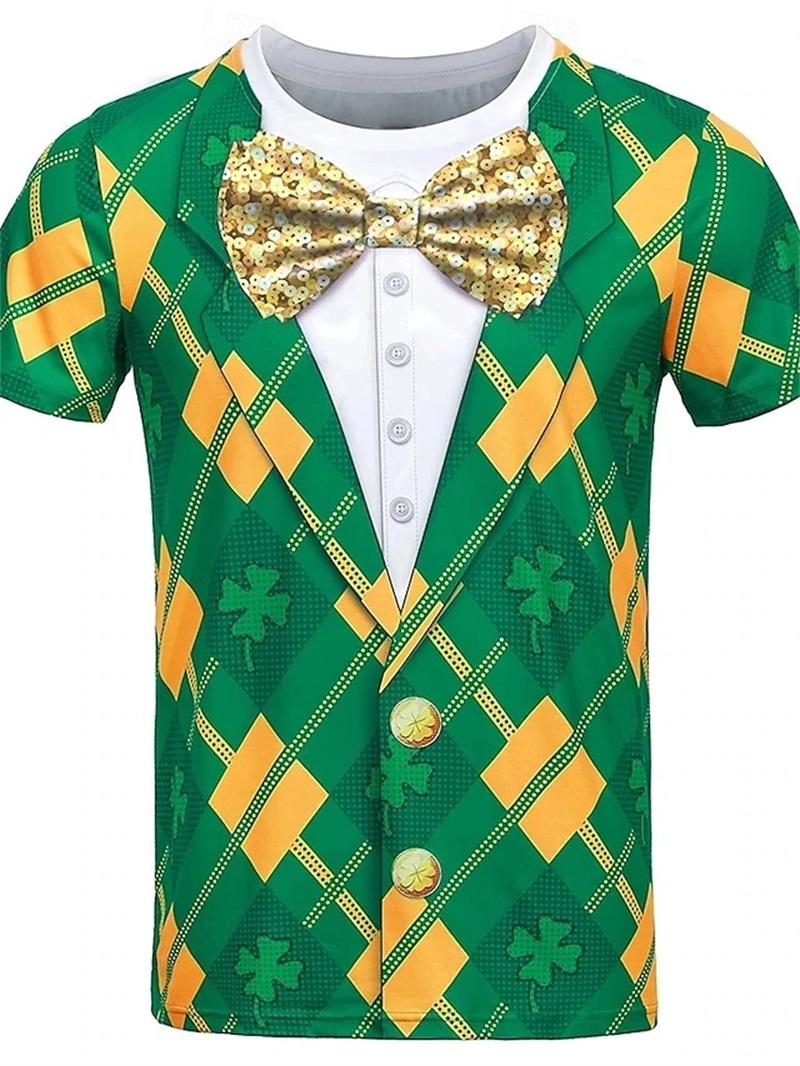 

Чоловіча футболка смокінг трефовий ст. Патрік, 3D принт, короткий рукав, круглий виріз, нові топи для вечірки, повсякденного носіння, відпустки, смішна футболка 6XL