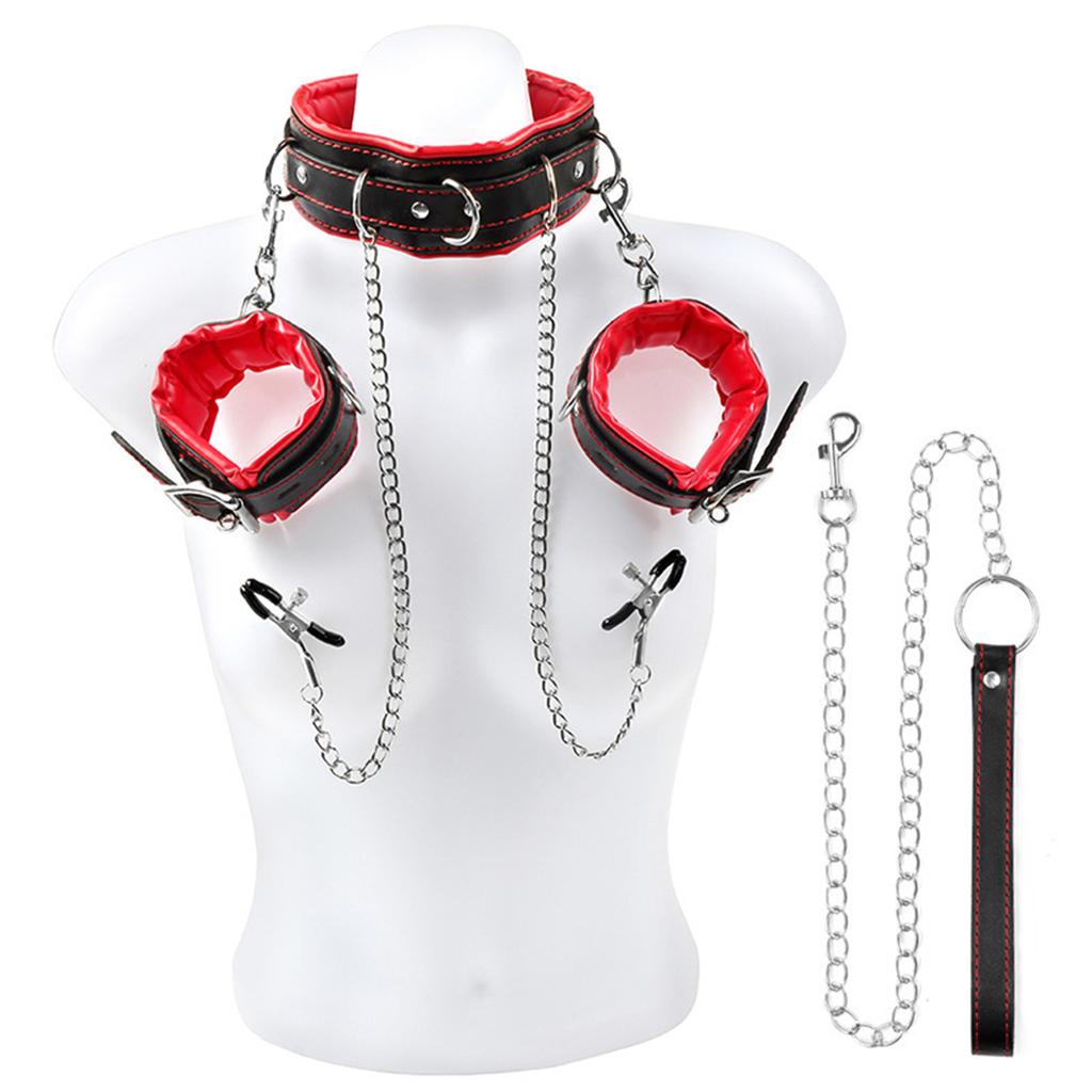 Sex Toy Bondage Gear Set Couple SM Slave Nipple Clamp Handcuffs Collar Leash Sextoy Hand Restraint 18+ Adult Sex Product