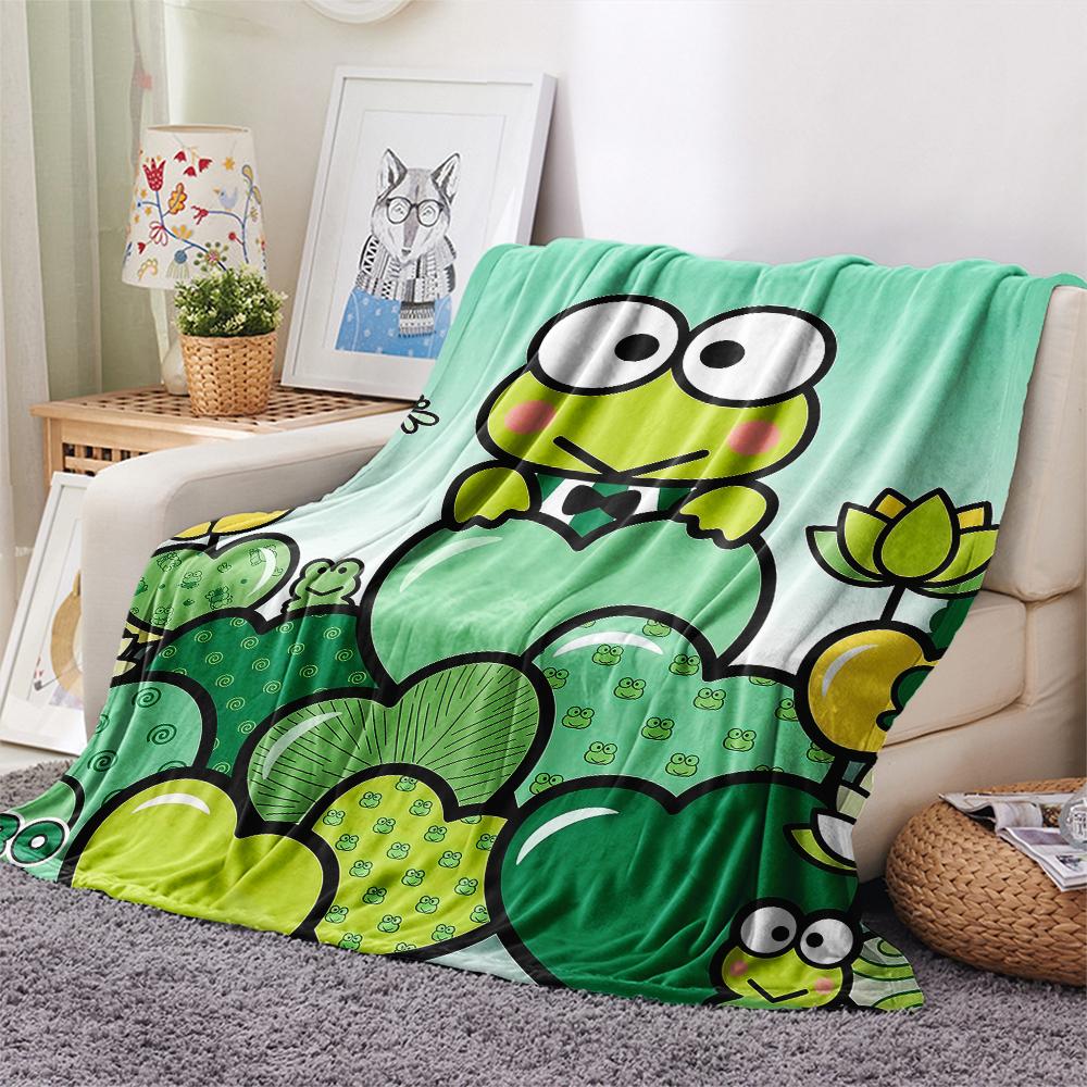 1PC Keroppi  Print Flannel Blanket, High Quality All Seasons, Home Decor, Warmth and Comfort, Perfect for Christmas Gifts