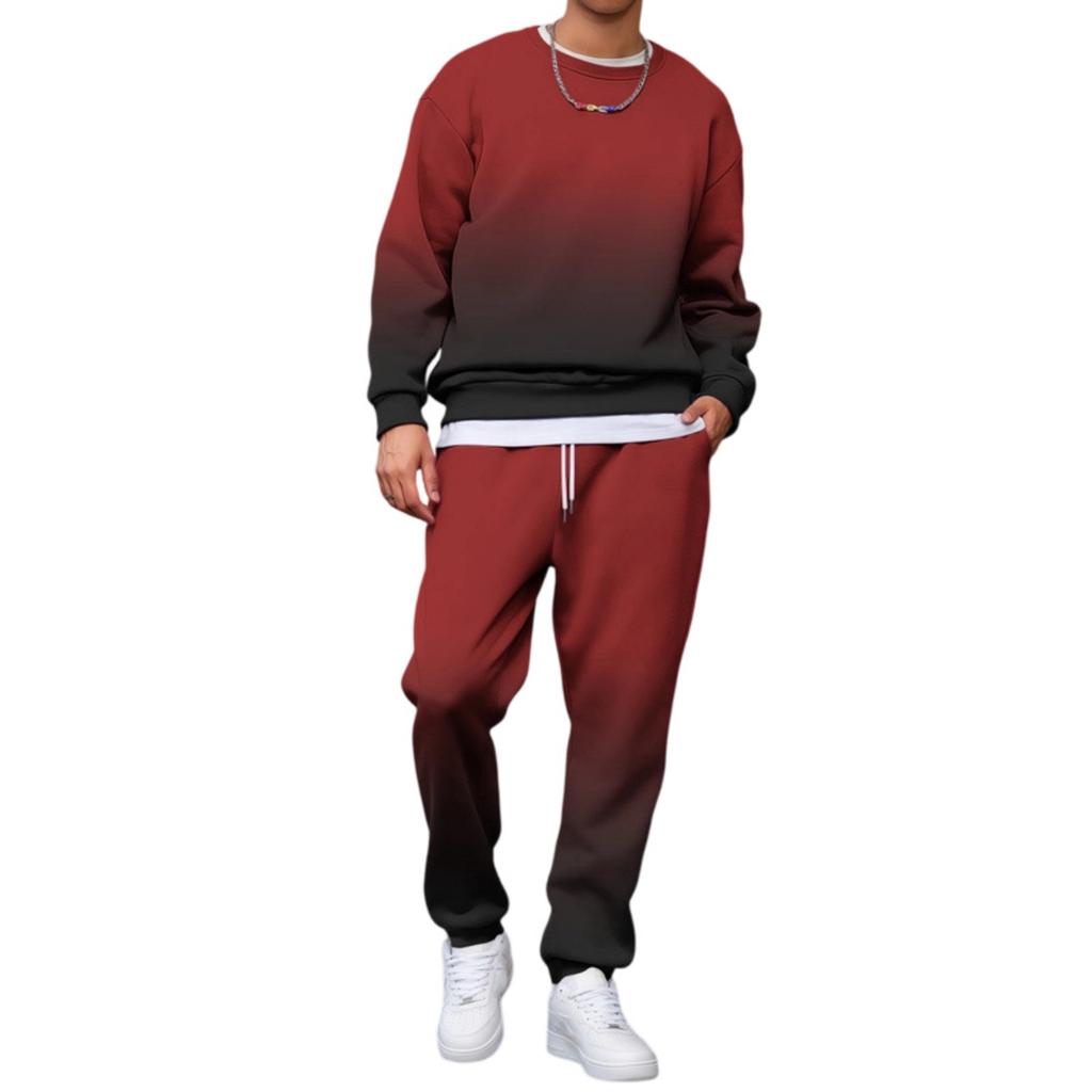 Men's Gradient Print Hoodie and Jogger Pants Set Casual Loose Fit Two Piece Outfit