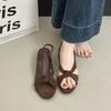 2025 new cross-band niche design simple back strap low heel versatile Roman sandals women's shoes