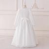 White Mesh Robe Girl Jacquard Dress Long-sleeved Party Evening Dress