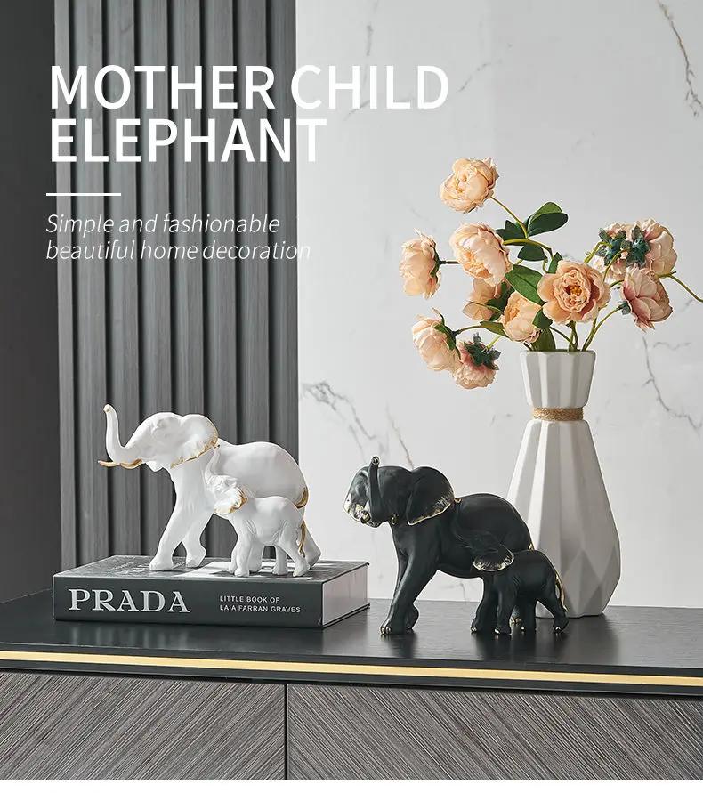 1 coppia Decorazione Moderna Creativa Animali Resina Elefante Statue e Figurine Scultura Soggiorno Ornamenti da Tavolo Artigianato