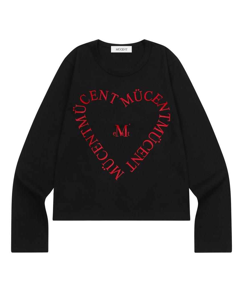 MUCENT Heart Lettering Long Sleeve T-Shirt (2 Colors)