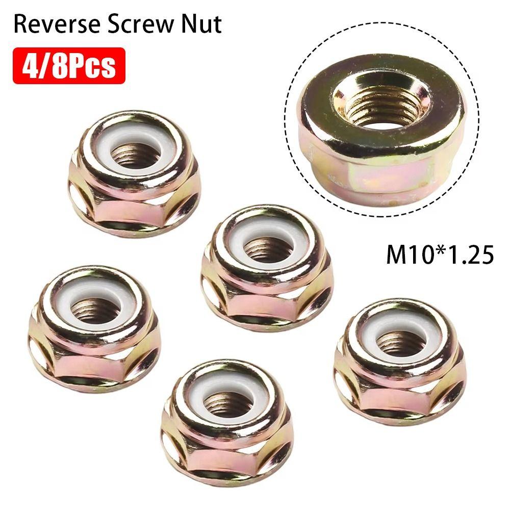 4/8 buc piulițe universale pentru motocoasă cu filet stânga, scule electrice, piese, șurub invers, piuliță pentru tunderea iarbei, M10x1.25