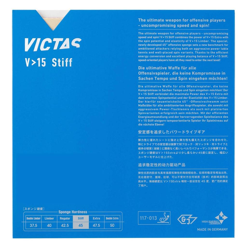 VICTAS Table Tennis Rubber Inverted High Energy MAX 020521 V>15 Stiff, Soft, Tension, Offensive, Red,