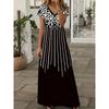 3D Printing and Dyeing Large-Size Women's Light-Scattering Positioning Print Four-Season Casual Vacation V-Neck Short Sleeve Dress