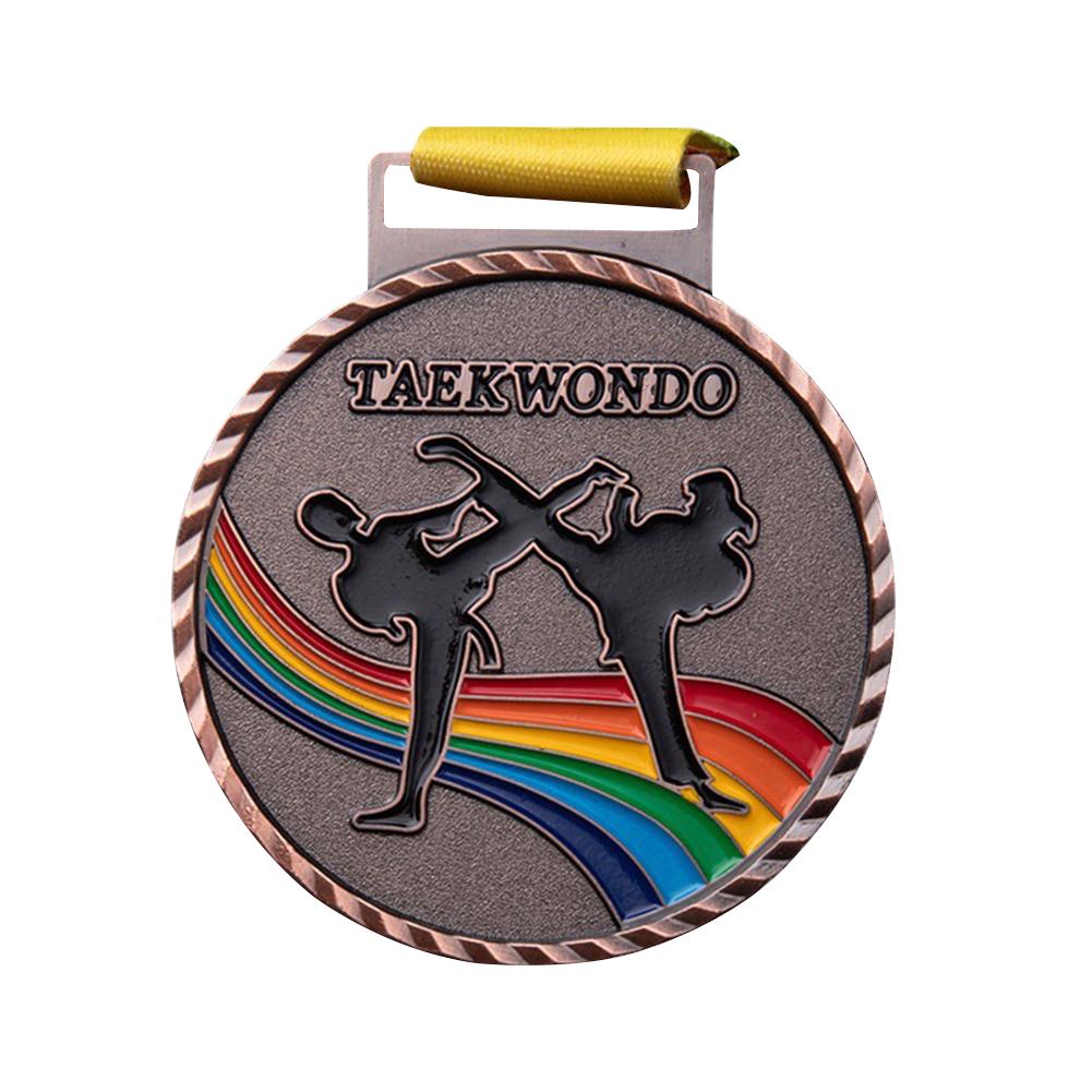 Taekwondo Gewinner Belohnungen Medaillen Gold Silber Kupfer Beharrliche Spiele Allgemeiner Sport Gold Silber Bronze Medaille mit Bändern