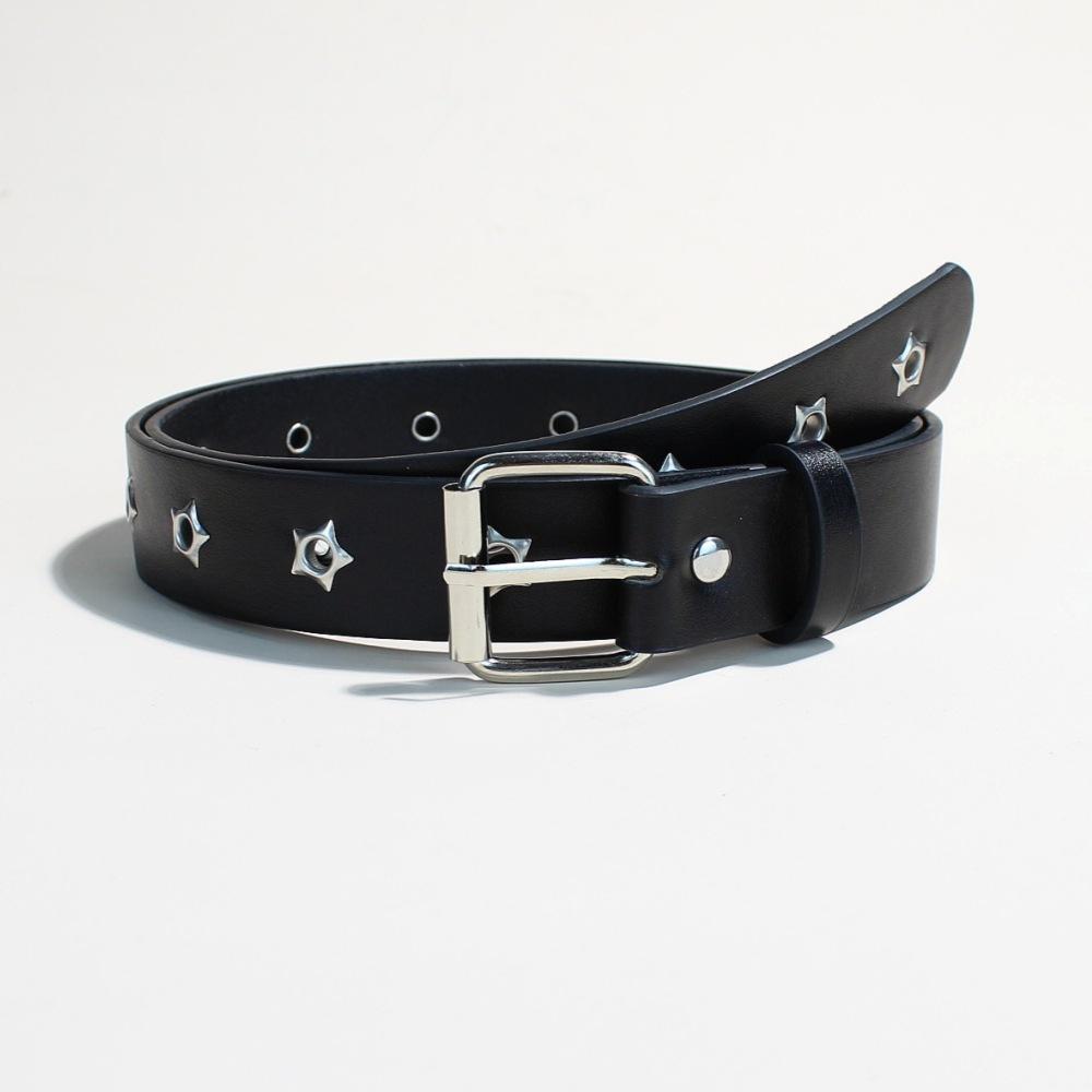 Punk Ster Hol Oogje Decoratieve Riem High-End Rood Roze Jeans Riem voor Vrouwen 105CM zwart