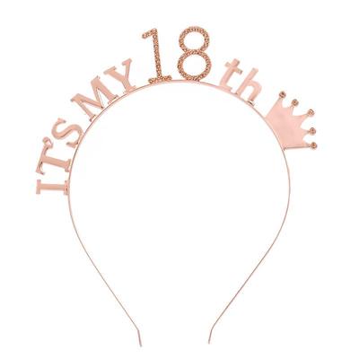 Birthday Party Girl Crown Headband for Milestone Ages 16, 18, 21, 30, 50