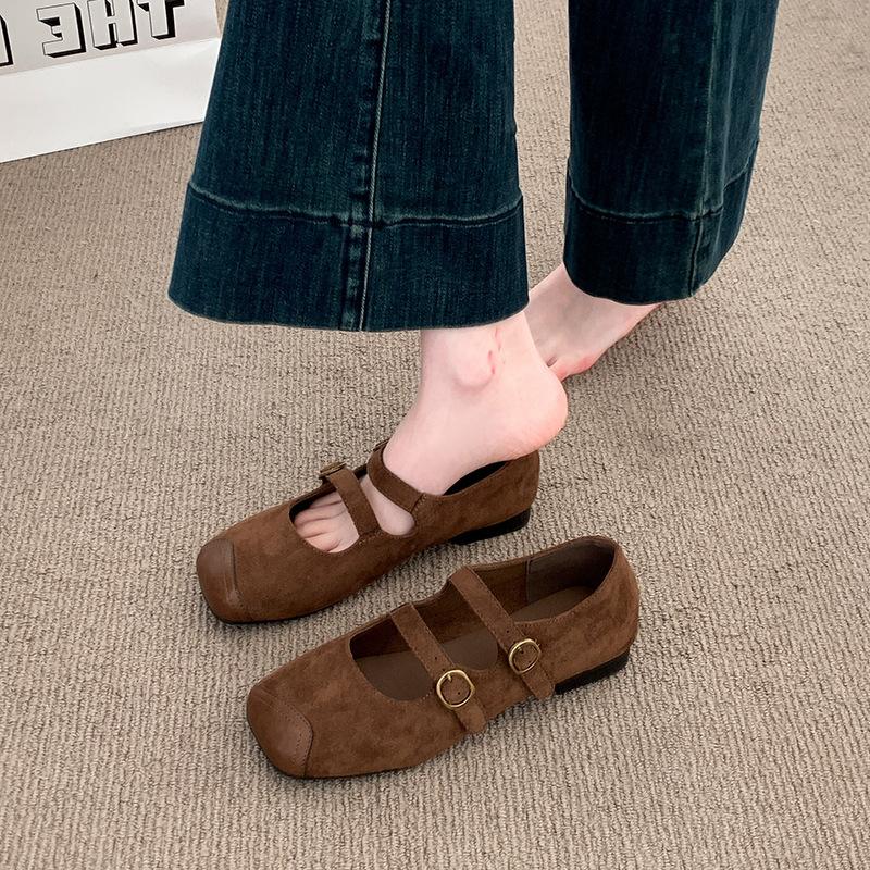 Buty Mary Jane damskie nowe wiosenne wszechstronne retro kwadratowy nosek wygodne jedno-paskowe zapięcie lekkie usta buty na płaskim obcasie