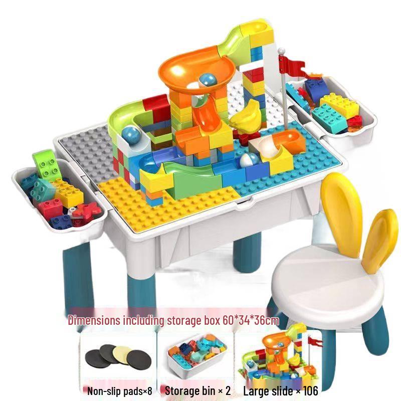 Large Particle Multifunctional Building Blocks Table for Early Education Games