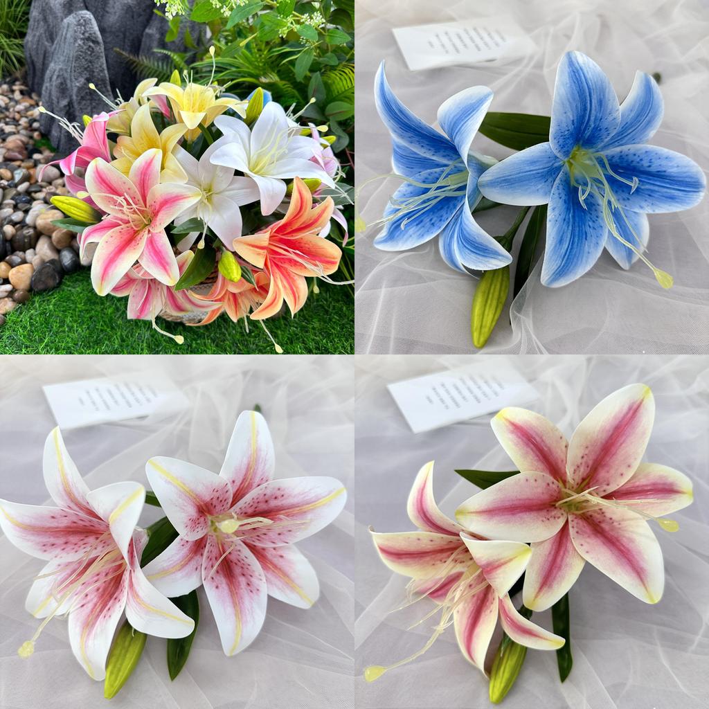 Elegant Lily Fake Flowers 3d Printed For Home Party And Event Decoration