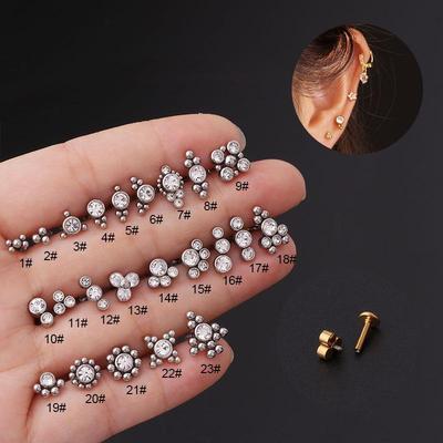 Piercing de Labio de Acero Inoxidable con Incrustaciones de Diamantes (1.2*6/8mm)
