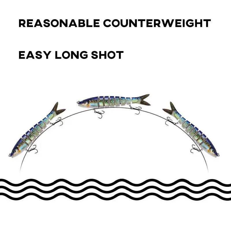 8 Segmente Swimbait Angelköder 3er Set 135mm 19g Mehrgelenkig Langsam Sinkend Bionisch 3D Augen Angelköder Werkzeug Angelausrüstung
