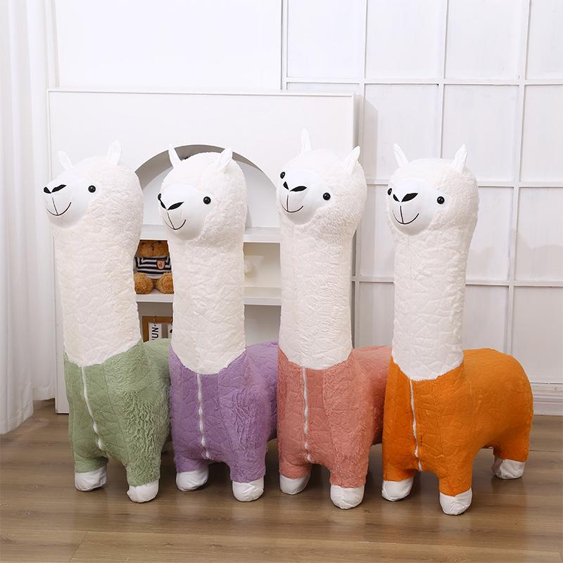 Alpaca Doll Stool with Wheels: Children's Living Room & Shoe Changing Seat