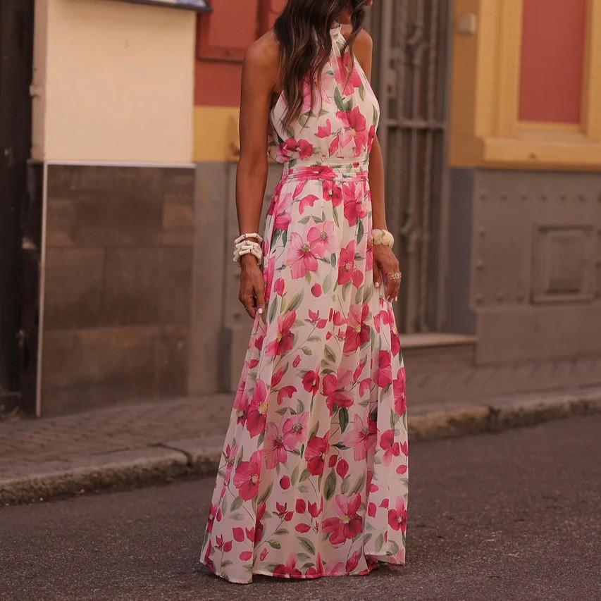 Elegant Printed Women s Dress Summer Fashion Sleeveless Long Dress 2026 New S