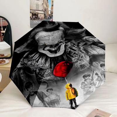 Scary Clown Horror Umbrella 8-Frame for Travel, Camping, Casual Lightweight Portable Umbrella, Essential for Every Family Holidays Gift