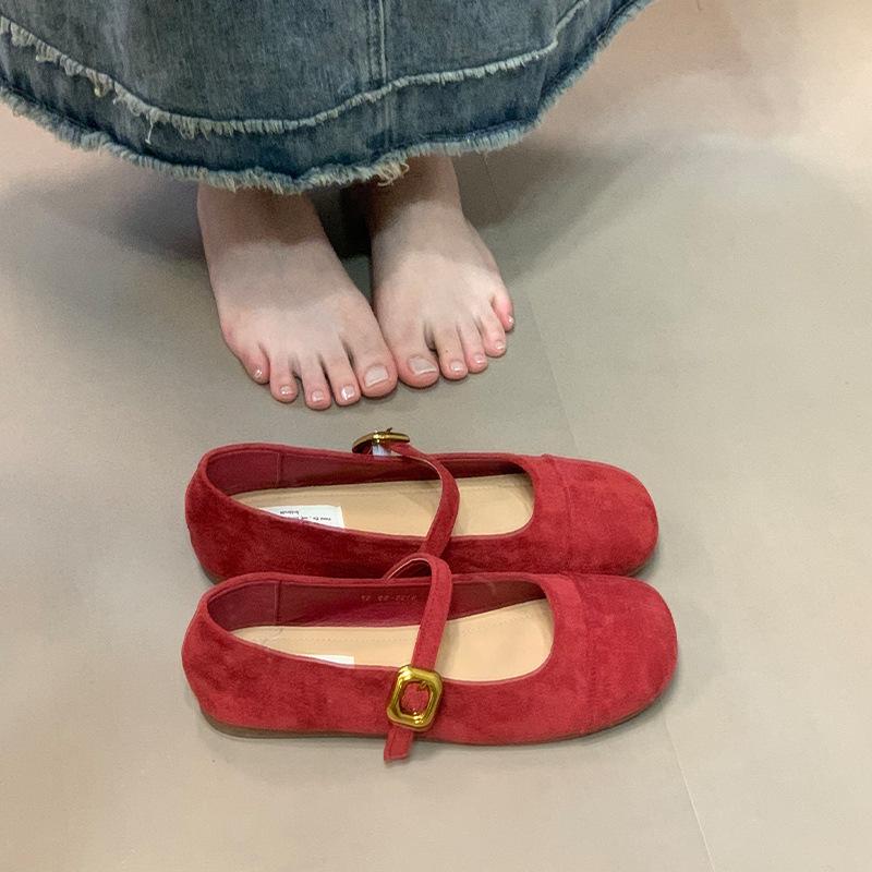 French flat-bottomed shallow mouth Mary Jane single shoes women's 2025 new summer Korean version ballet gentle evening shoes Doudou shoes