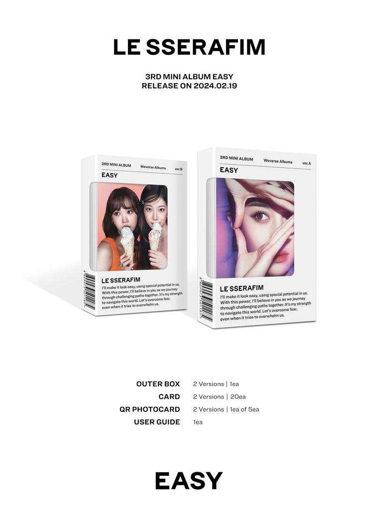 LE SSERAFIM 3rd Mini Album Albums 'EASY' (Weverse Ver.) (2 SET) (Korean Edition)