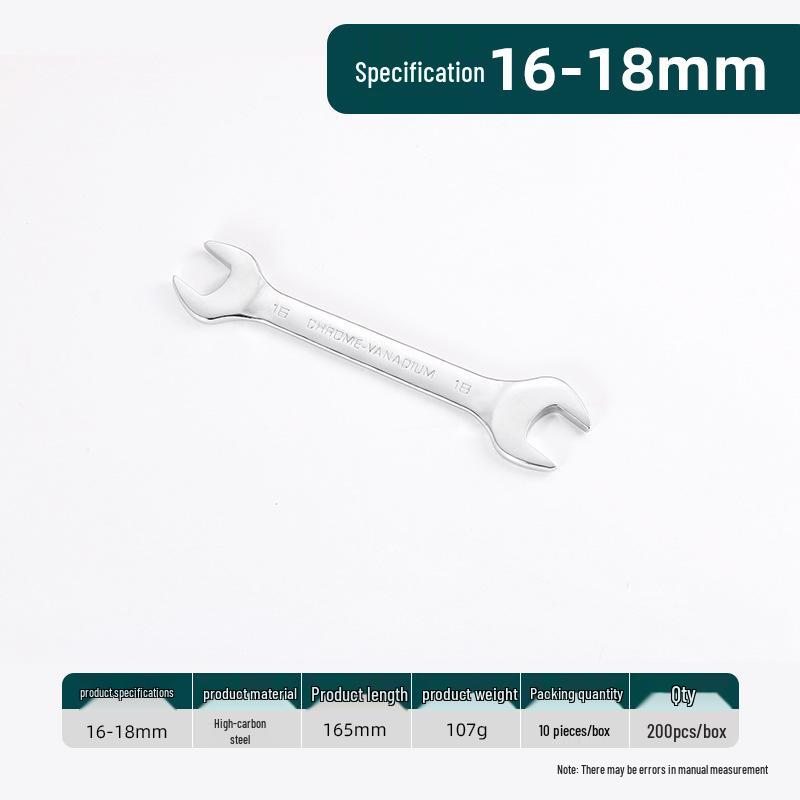 Ruwei Tools Double-Ended Mirror Finish Open-End Wrench, 8-10mm, Multi-Size