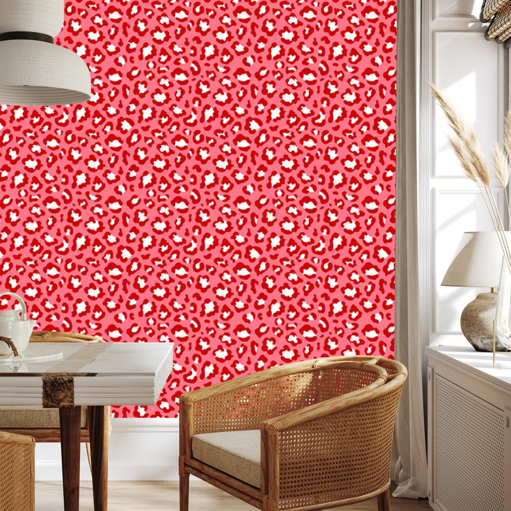 Red Animal Skin Wallpaper Coral and Red 50x1000