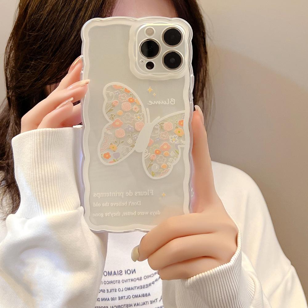 Flower Butterfly 13 for IPhone14pro for Apple 15 Mobile Phone Case 16 Wave 11 Creative X Protective Case Max