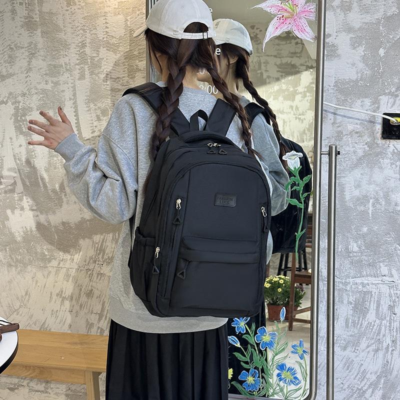 Schultasche neue Schultasche weibliche Studentin einfarbig Rucksack mit großem Fassungsvermögen mehrschichtig Rucksack für Mittelschüler
