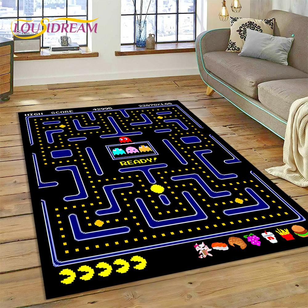 3D Retro Pakkuman Classics Game Carpet Rug for Bedroom Living Room Home Sofa Decoration,Children Game Large Decor Floor Mat Gift