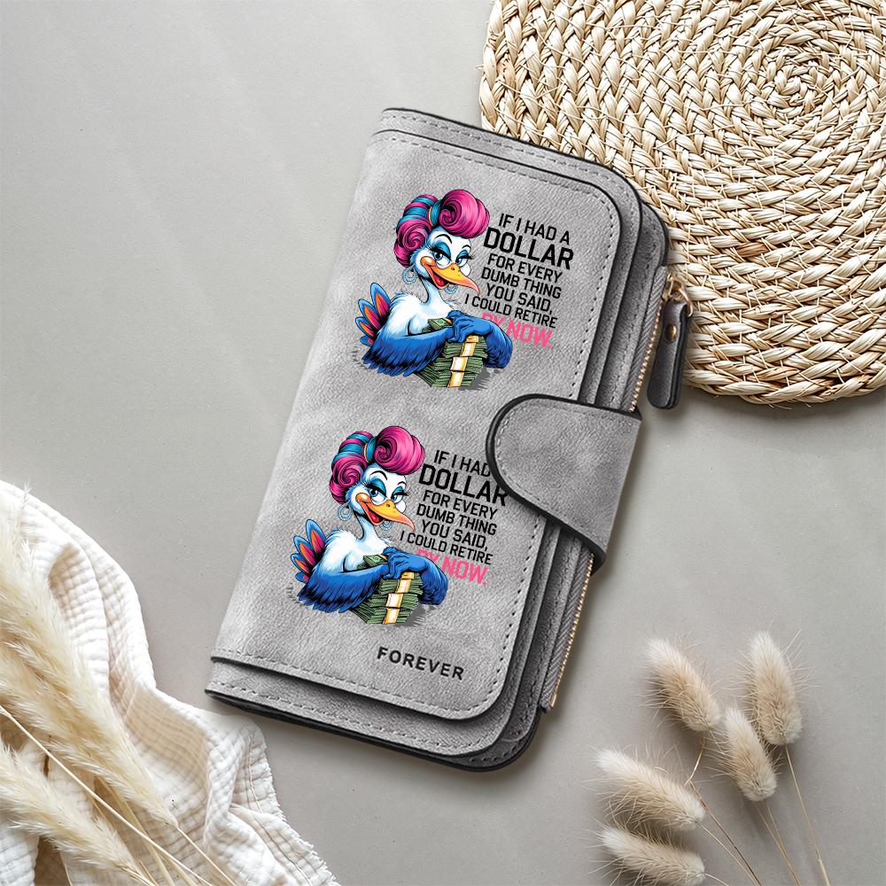 Funny Cartoon Duck Leather Wallet for Women Portable Multi Slot Card Holder Purse