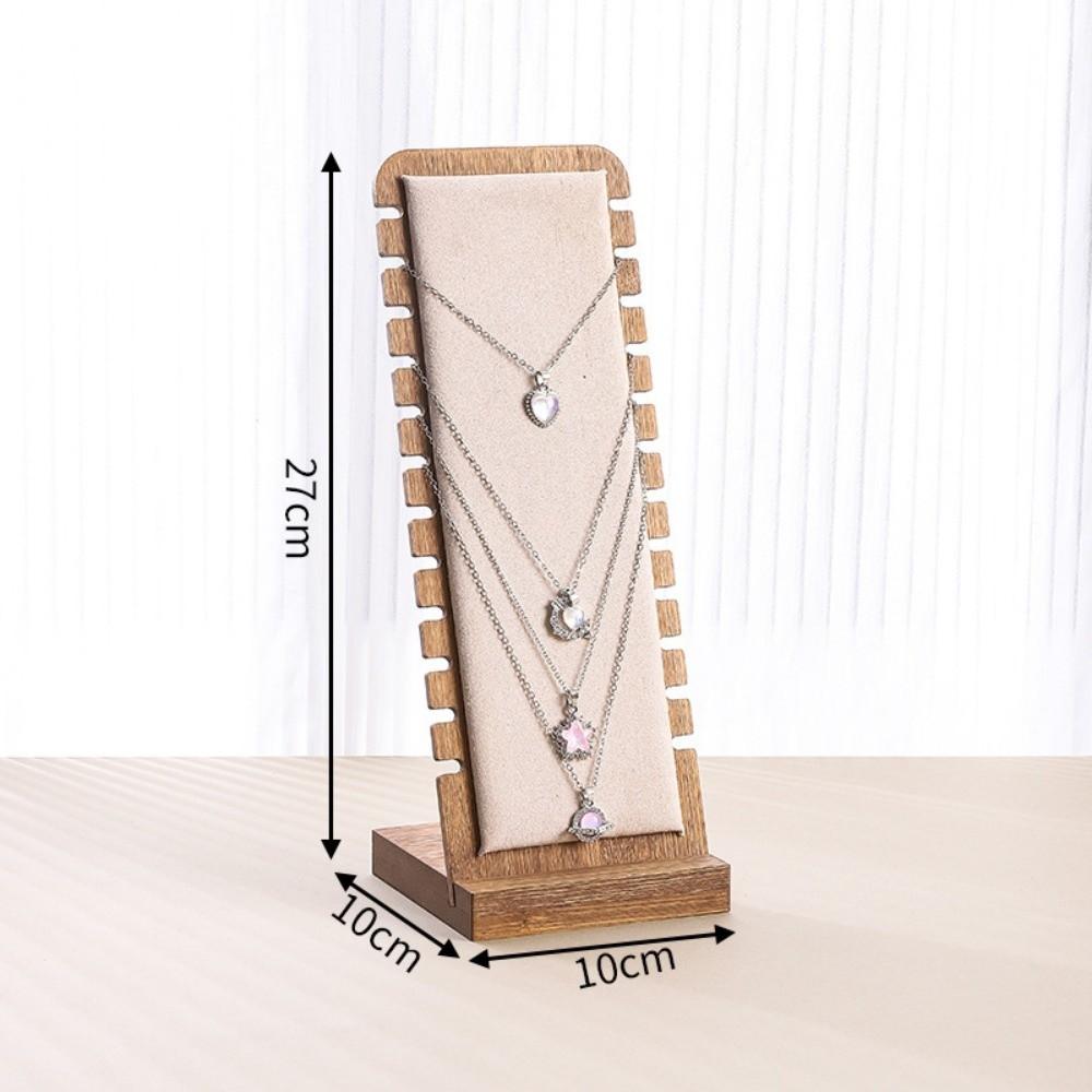 New Wood Necklace Display Stand Square Detachable Jewelry Organizer Leather Flock Wooden Storage Rack Jewelry