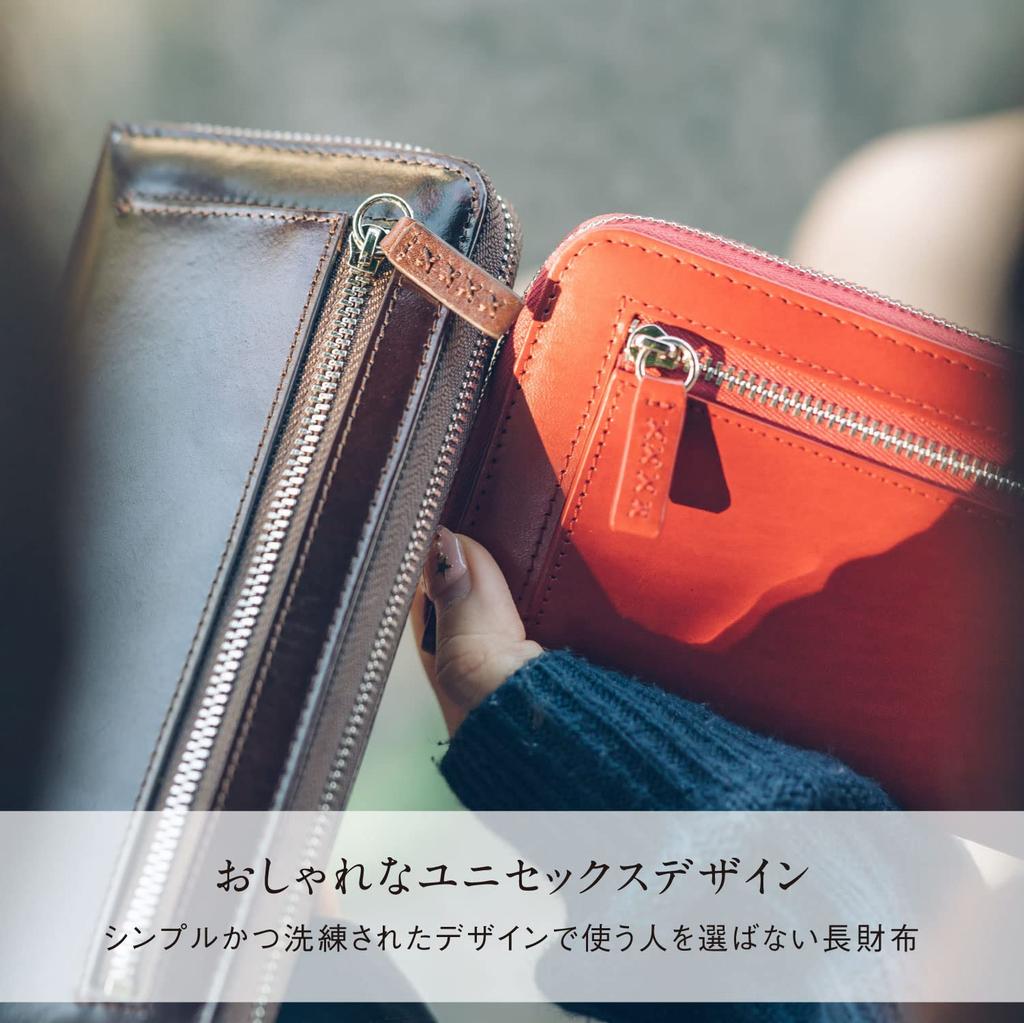 Mura Slim Genuine Leather Long Wallet with Zipper and Protection Women's L-Shaped RFID/Skimming (Orange)
