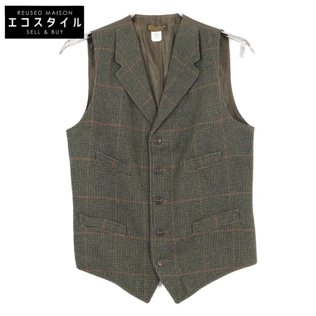 RRL MNRROTW1N220061 Green Corozo Button Windbreaker Wool Tweed Vest/Gilette Best S BrownUsed