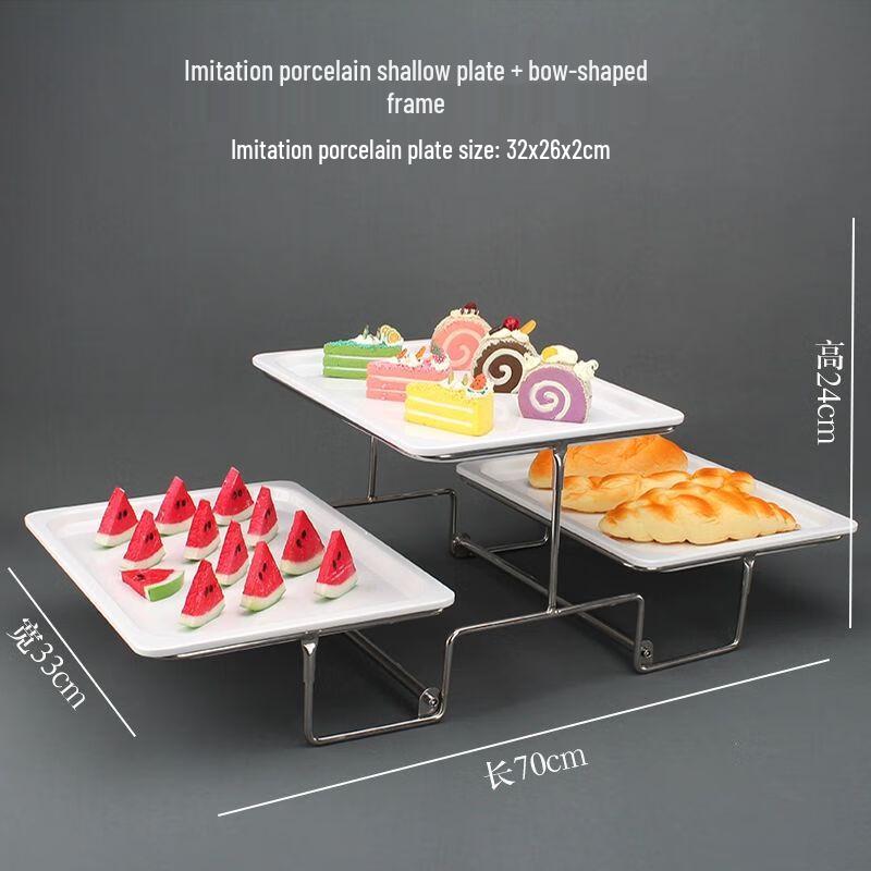 Melamine Double-Layer Serving Tray with Flip-Top Dust Cover