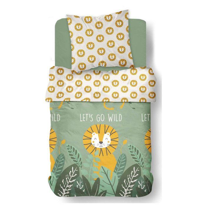 Parure de couette 140 x 200 "Let's Go Wild" Réversible 100% Coton / 57 Fils/cm² - -