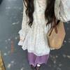 Japanese pure desire style floral design feeling off-the-shoulder dress women's French loose and thin temperament wear short skirt