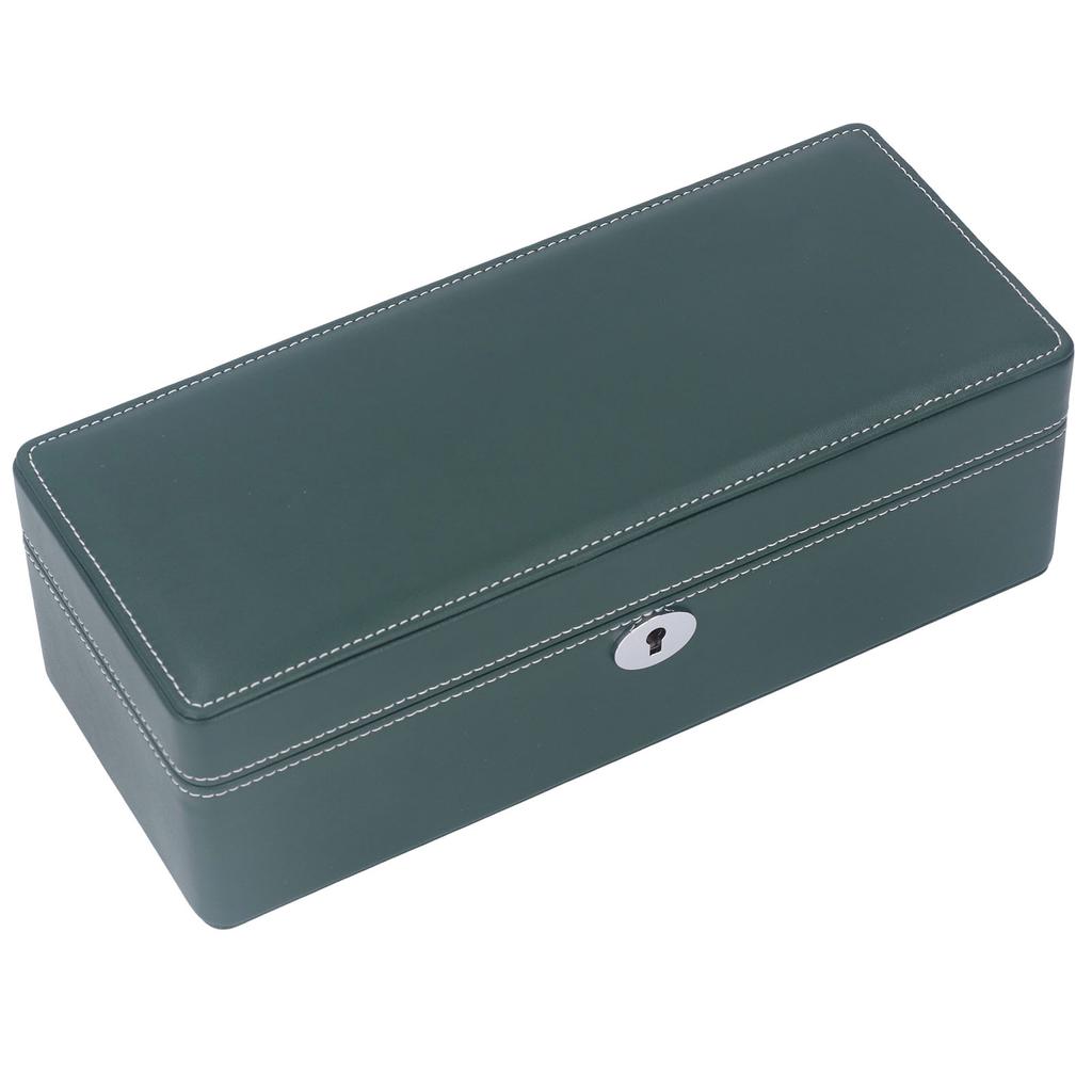 4-Schlitz Uhrenbox Organizer mit Schlüssel Mikrofaserleder Grün Exquisite Uhrenaufbewahrungsbox
