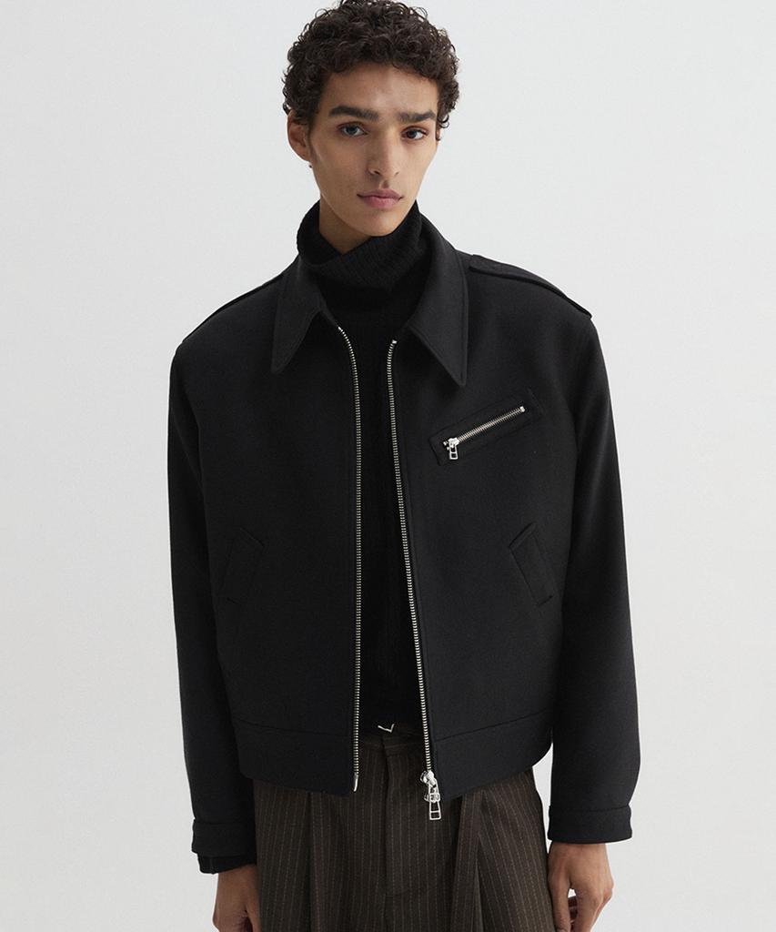 Dnsr Oblique Wool Crop Jacket Black
