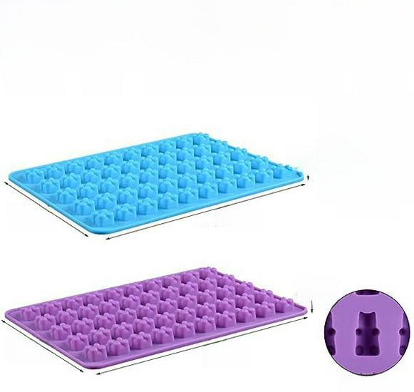 50-Piece Food Grade Silicone Gummy Bear Chocolate Molds - Cute Cartoon Design for DIY Baking