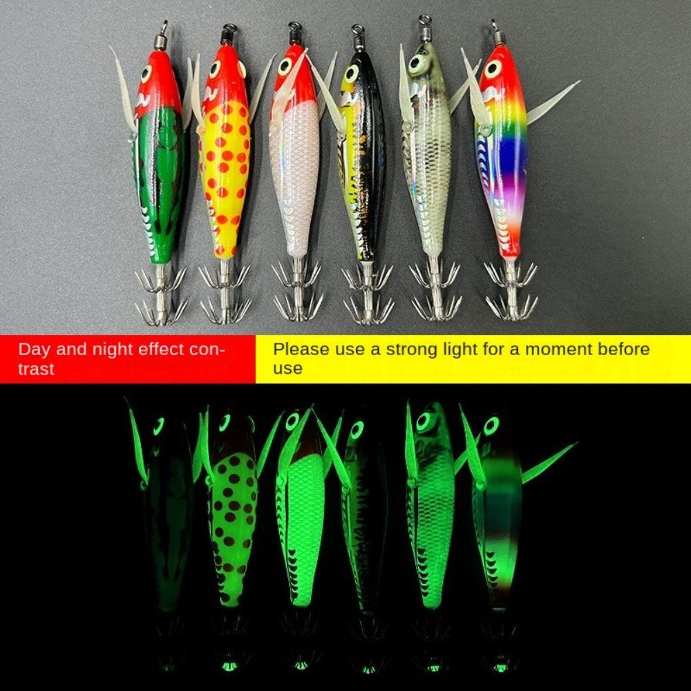 Wood Shrimp Design Mini Fishing Lure 5.3g Weight Noctilucent Squid Jigs  Squid Fishing