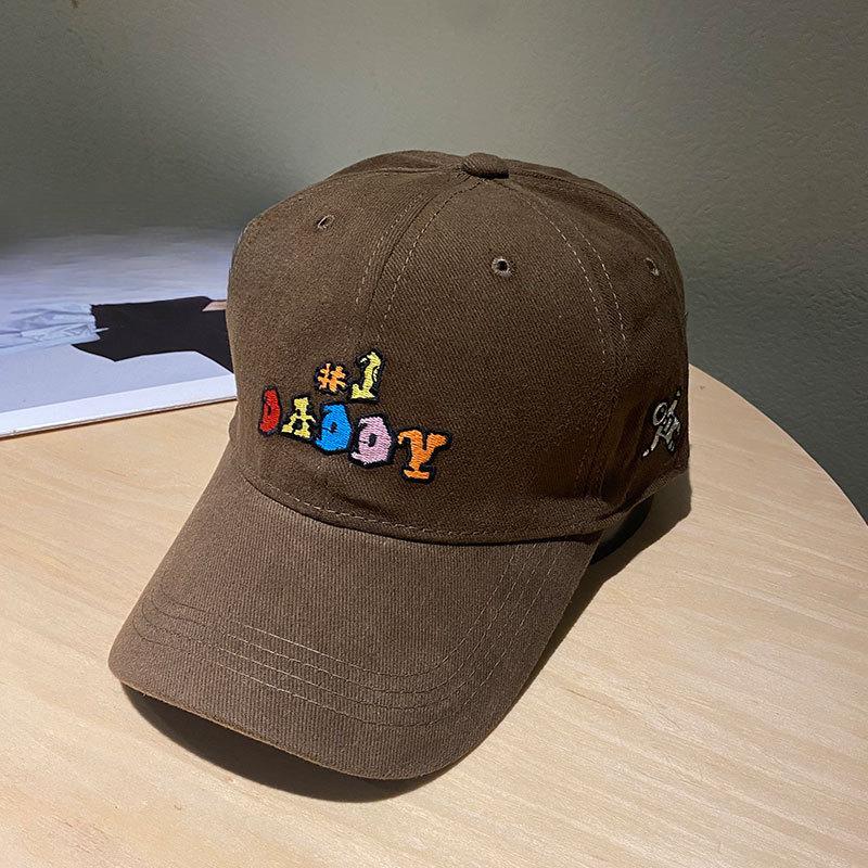 Big Head Hat for Women Spring and Summer Wide Hat Soft Top Baseball Hat Men Four Seasons Baseball Cap Colorful Letter Embroidery Korean Version