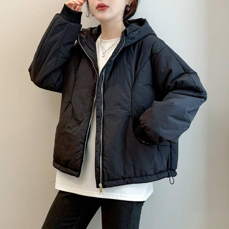 Women's Cotton Drawstring Jacket - 2025 Winter Korean Style, Petite, Casual, Slimming, Thick, Lightweight Coat