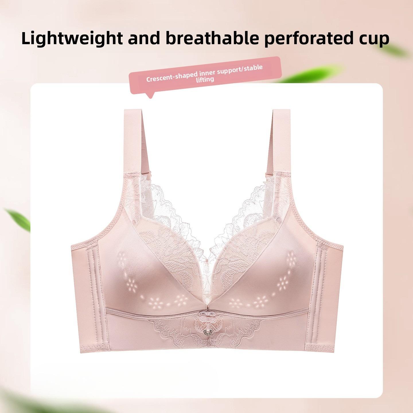 

Female Summer Thin Big Chest Show Small Gathering Anti Sagging Close Pair of Traceless Underwear 42/95BC рожевий