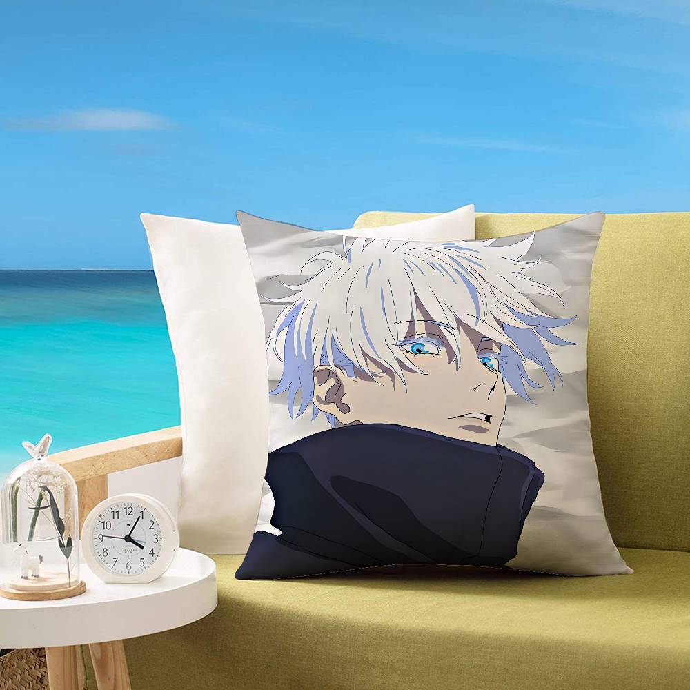 Cartoon G-Gojo Satoru Pillow Case Cushion Cover Soft Cute Throw Pillow Case For Car Sofa Pillowcase Polyester With Zipper
